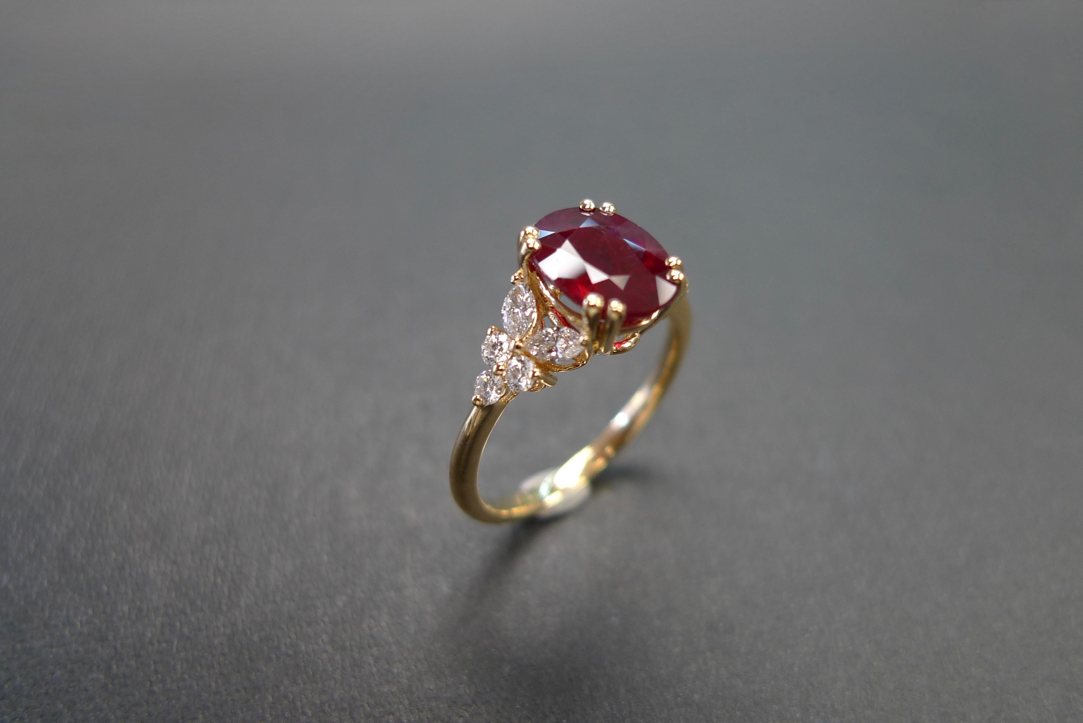 Im Angebot: Einzigartiger Verlobungsring mit ovalem Rubin Burma GRS-Zertifikat und Marquise-Diamant () 10