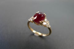 Oval Ruby Burma GRS Certificate and Marquise Diamond Unique Engagement Ring