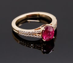 Oval Ruby Cocktail Ring - 1.67 Carat Ruby with Pavé Split Shank