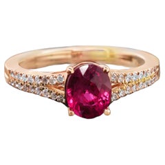 Oval Ruby Cocktail Ring - 1.67 Carat Ruby with Pavé Split Shank
