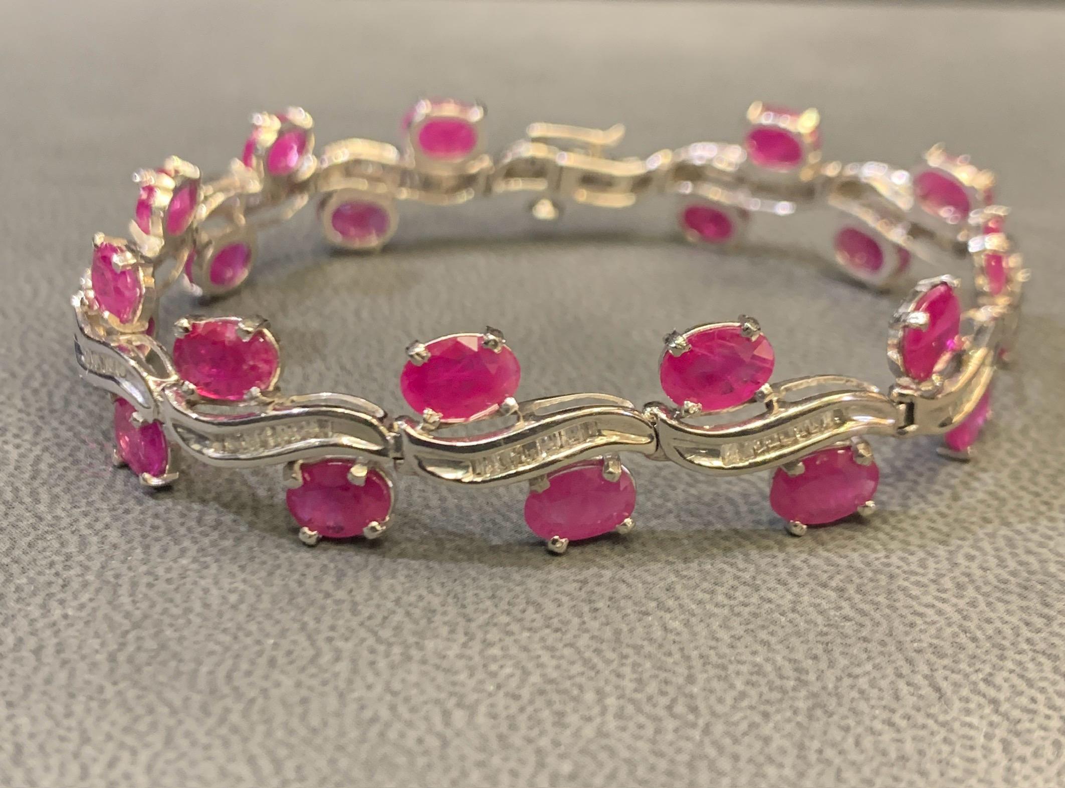Oval Ruby & Diamond Bracelet For Sale 1