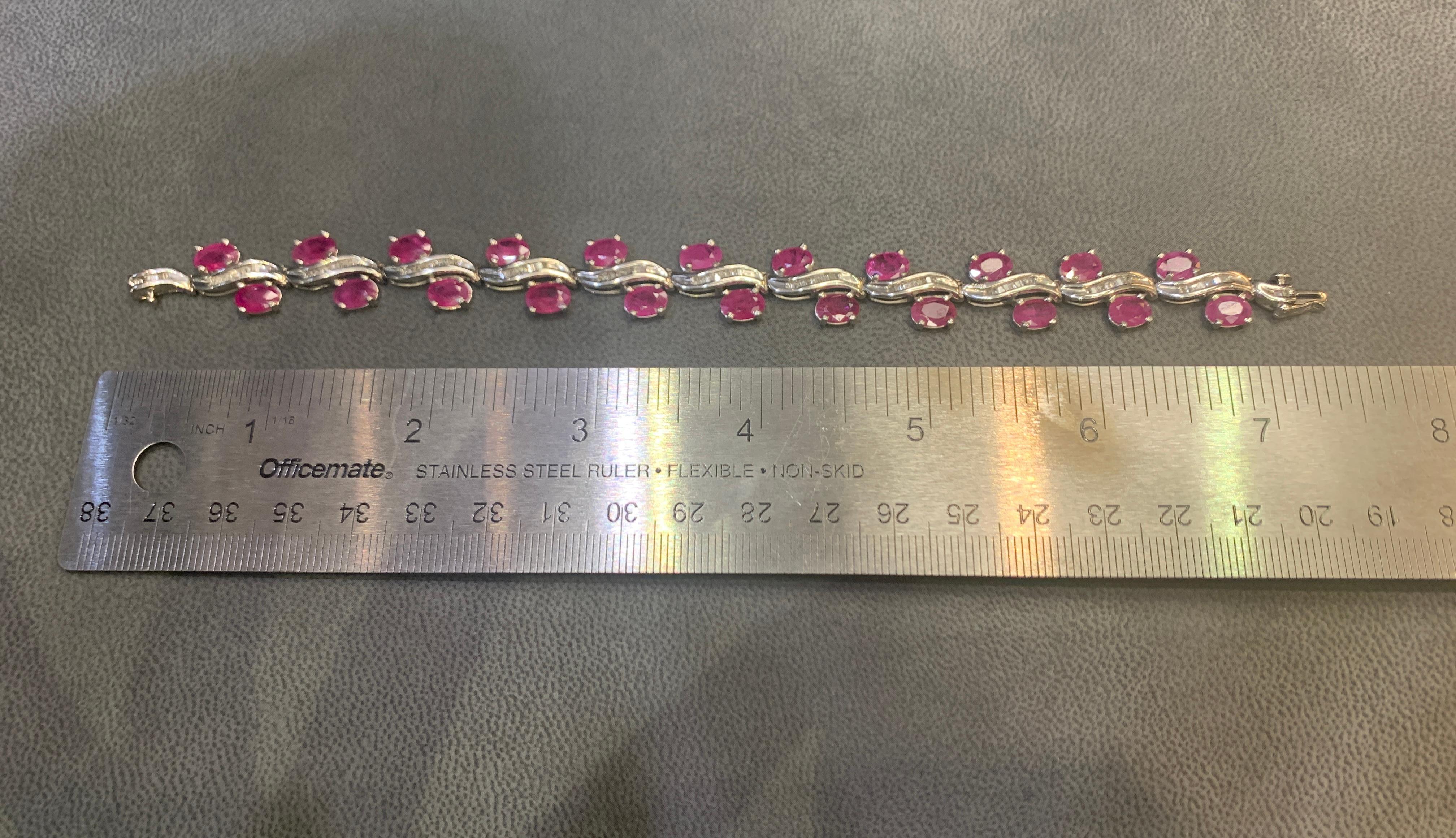 Oval Ruby & Diamond Bracelet For Sale 2