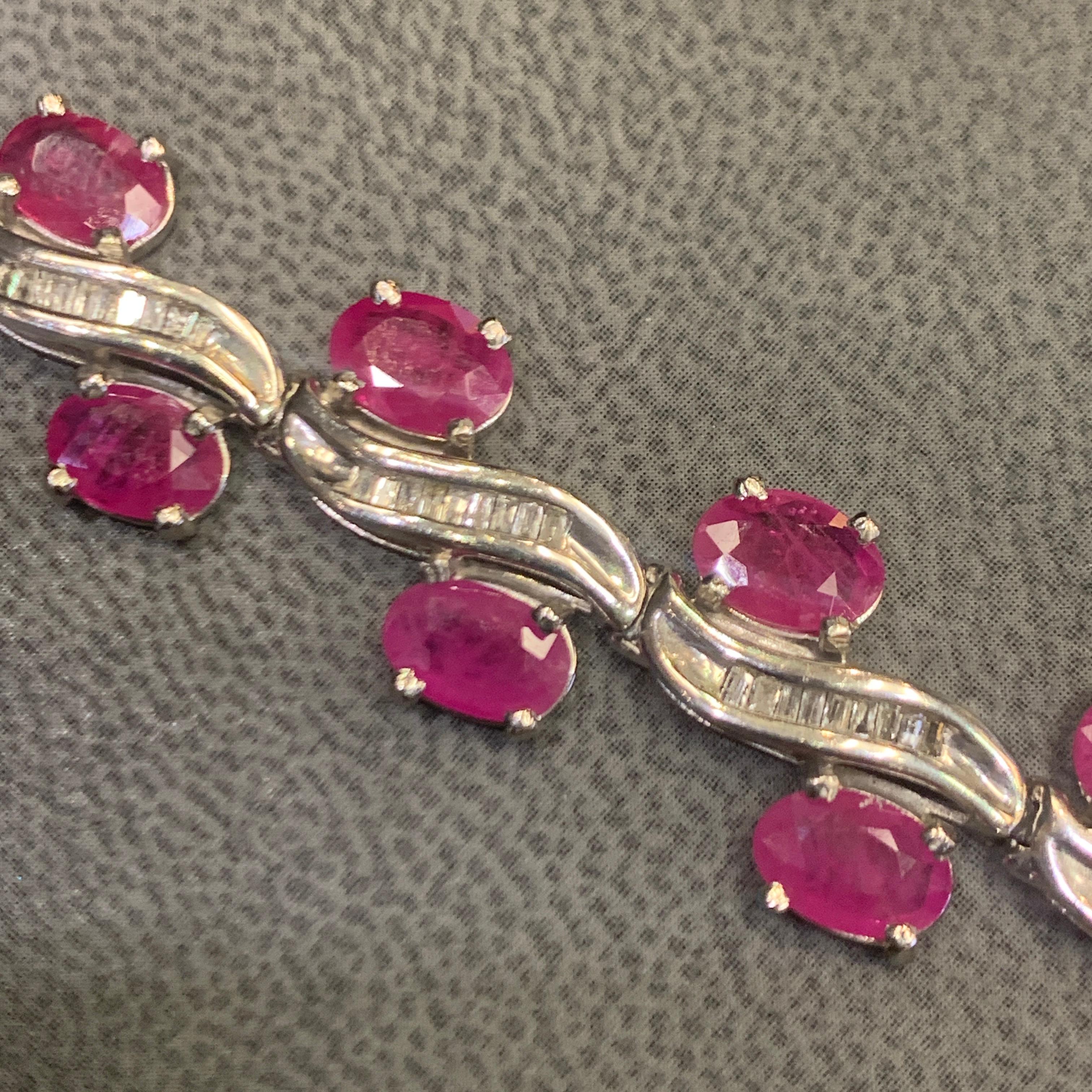 Oval Ruby & Diamond Bracelet For Sale 3