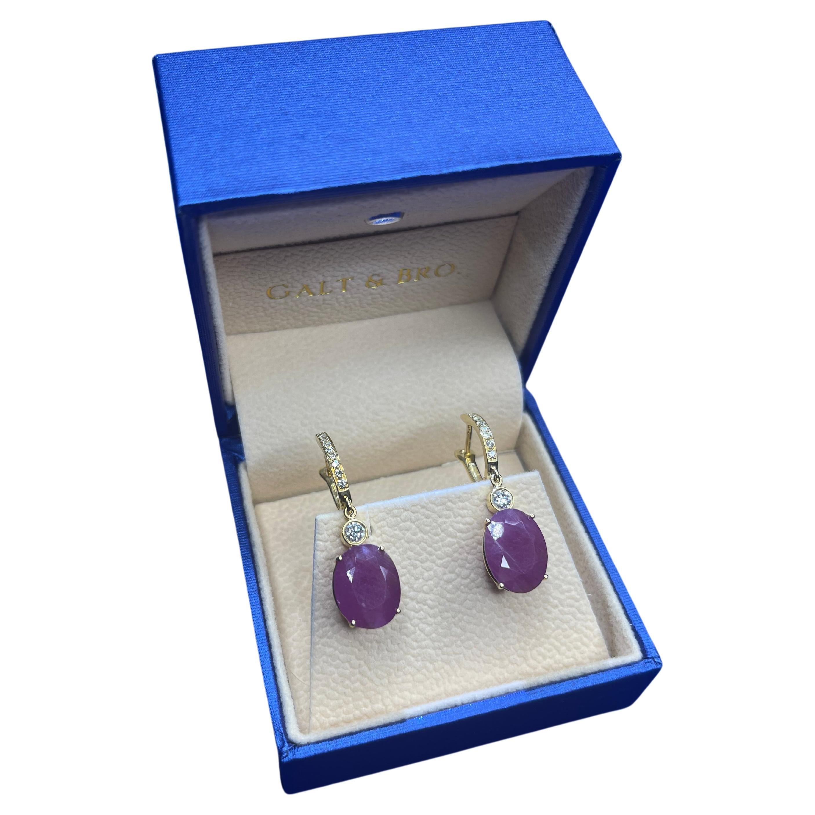 Modern Oval Ruby Diamond Halo 18 Karat Yellow Gold Huggie Hinged Drop Bezel Earrings For Sale