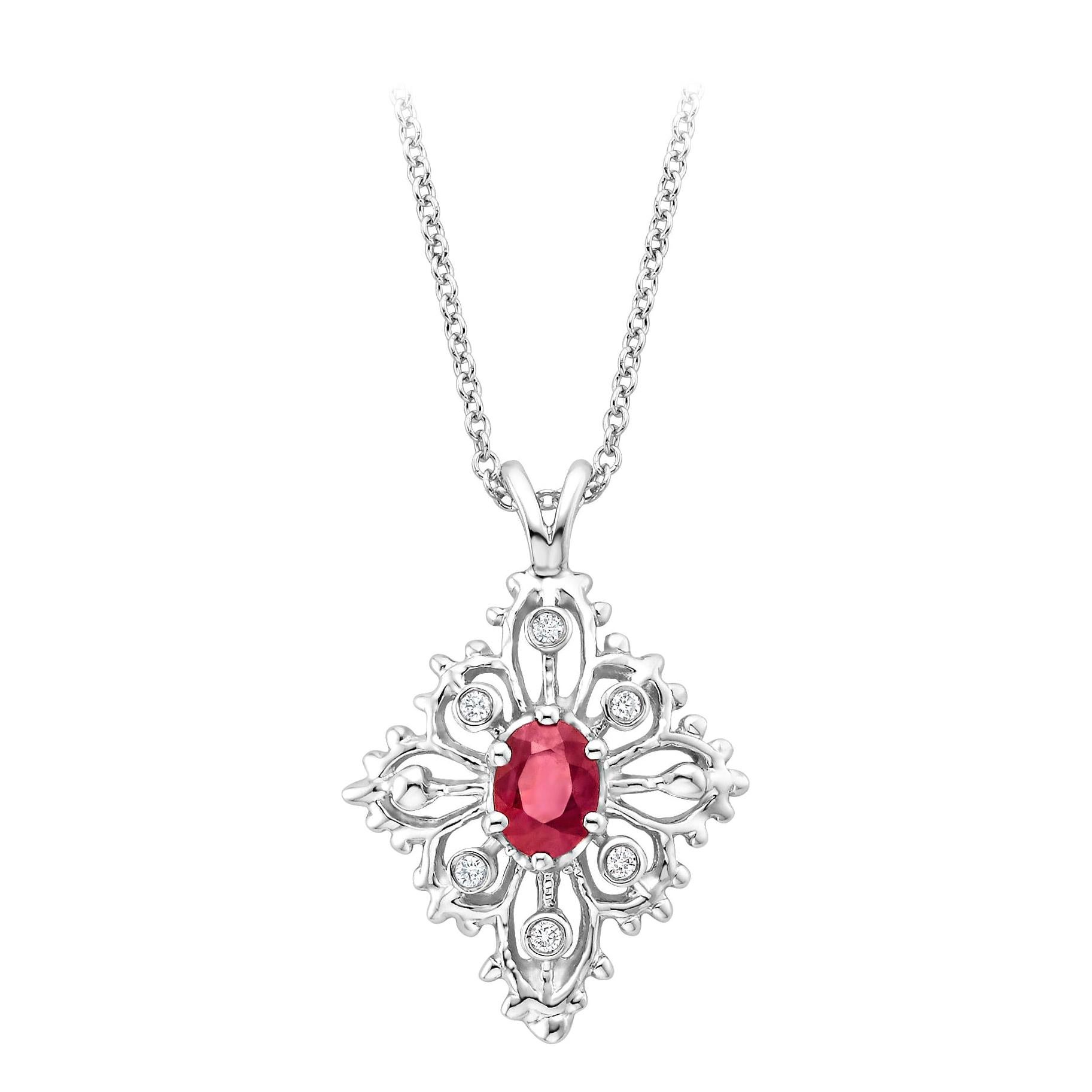 Oval Ruby Diamond Pendant