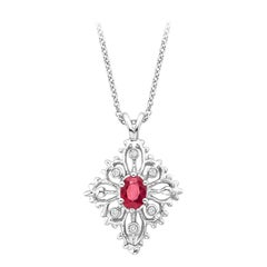 Oval Ruby Diamond Pendant