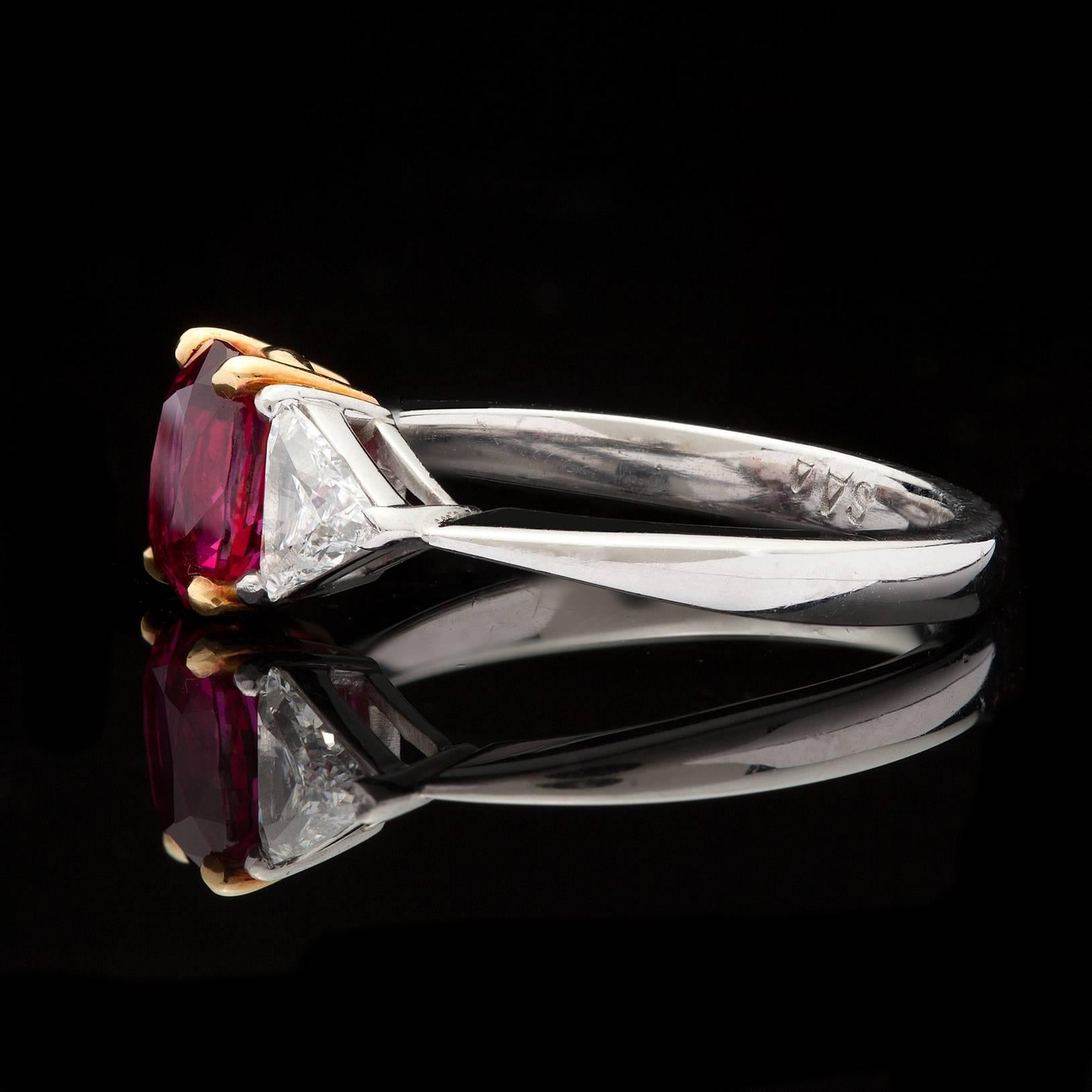 Women's Oval Ruby, Diamond, Platinum and Yellow Gold Ring