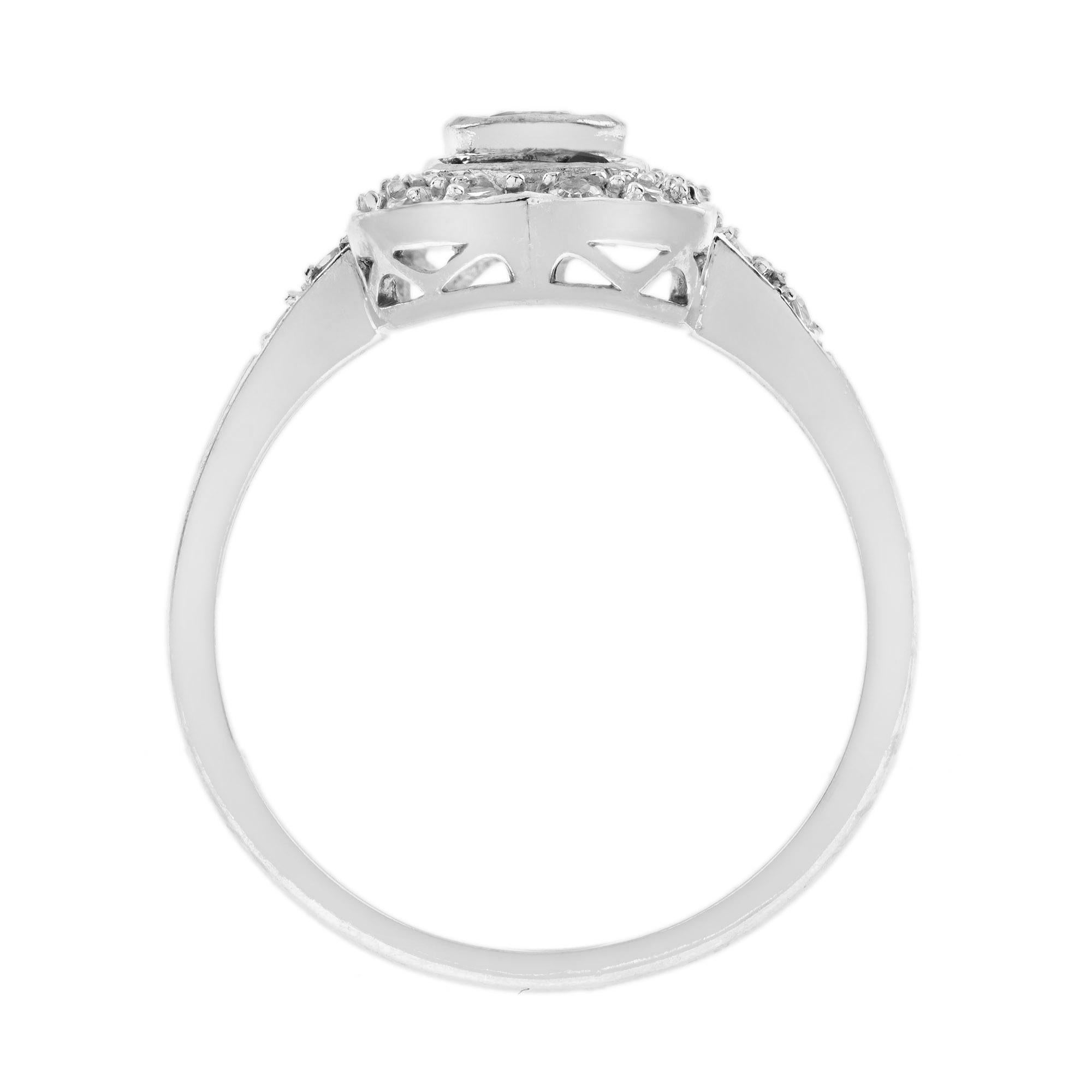 Bague ovale en or blanc 14K avec rubis et diamants d'inspiration vintage Neuf - En vente à Oakton, VA