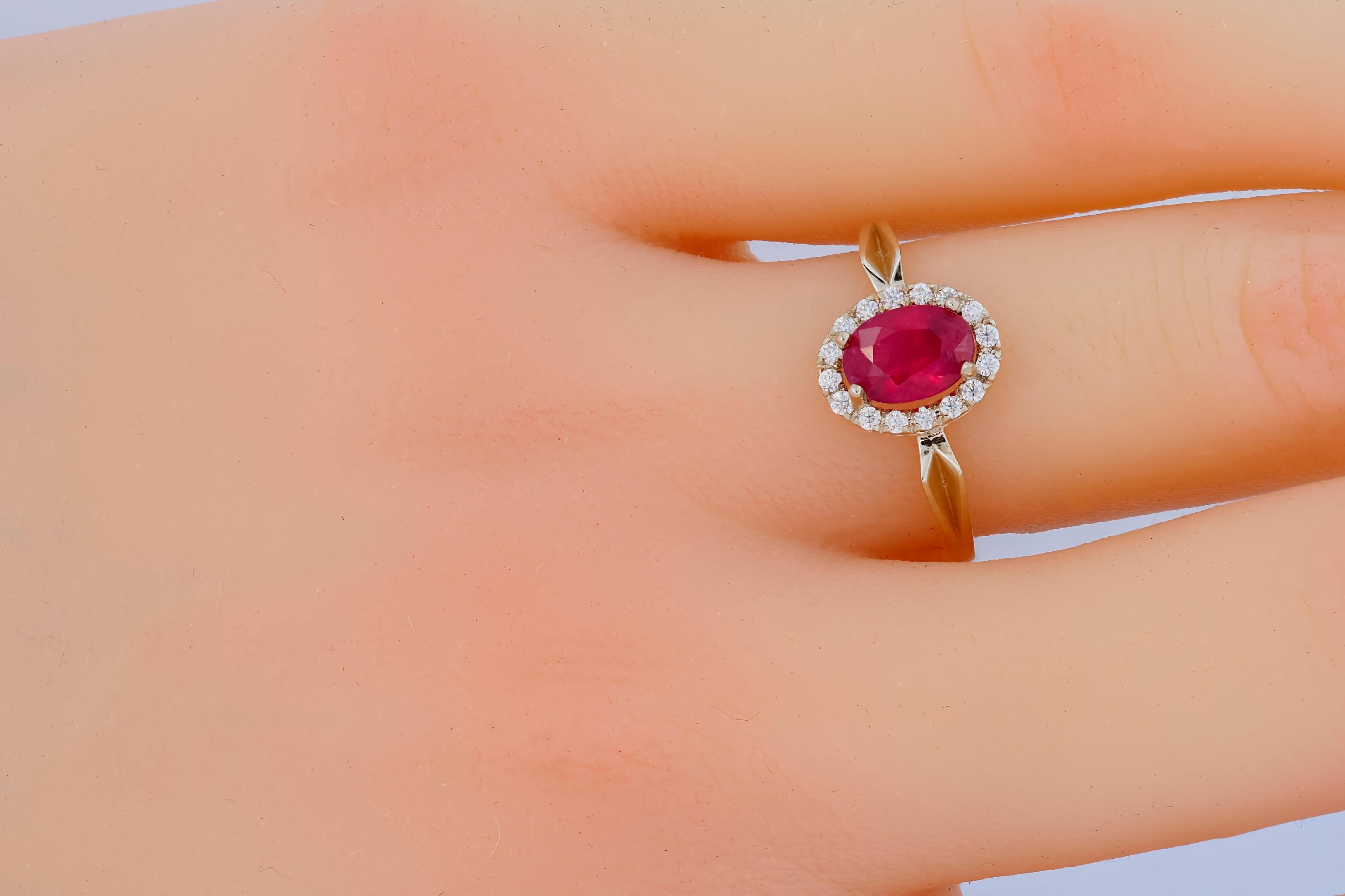 For Sale:  Oval  Ruby Engagement Ring in 14k gold 3