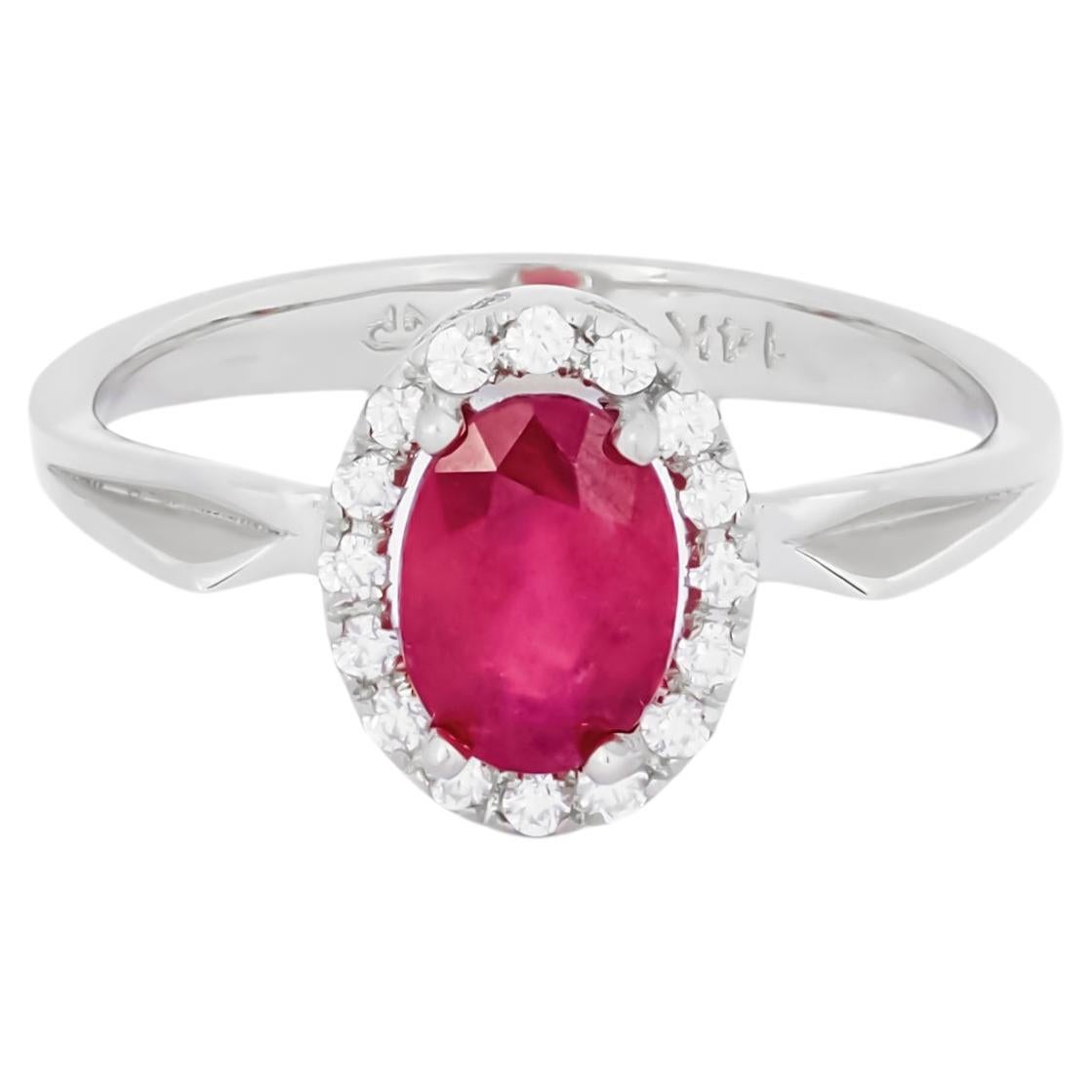 Oval  Ruby Engagement Ring in 14k gold