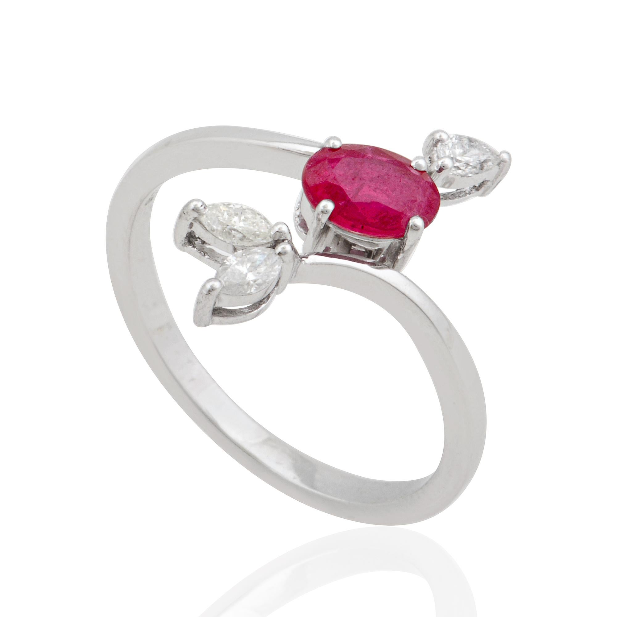 For Sale:  Oval Ruby Gemstone Ring Pear Marquise Diamond 10 Karat White Gold Fine Jewelry 2