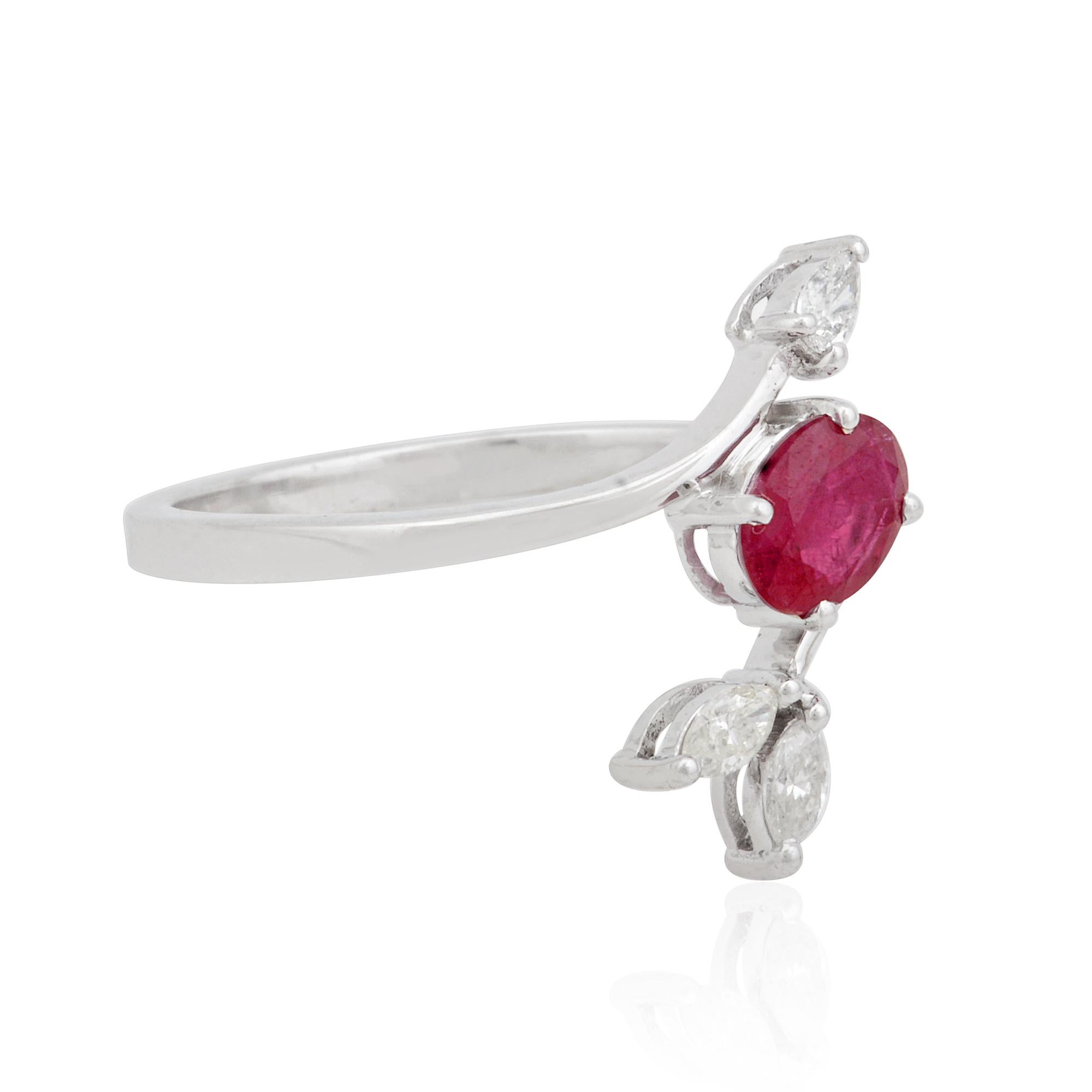 For Sale:  Oval Ruby Gemstone Ring Pear Marquise Diamond 10 Karat White Gold Fine Jewelry 3