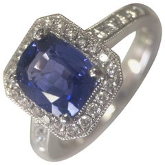 Oval Ruby Gemstone with Diamond Halo Engagement or Fashion Ring, 2 Carat