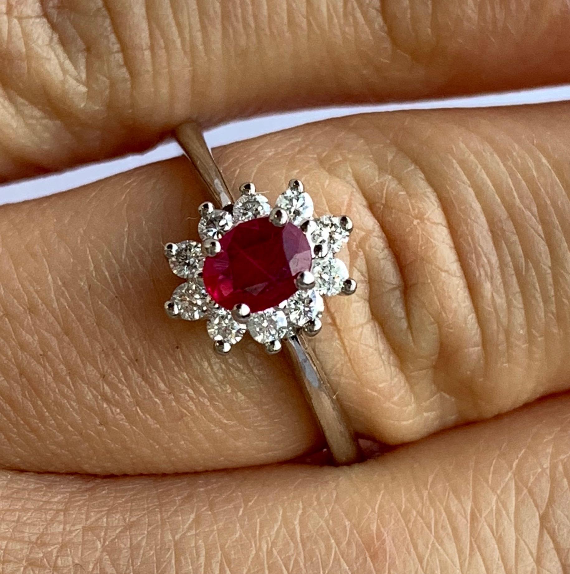 Contemporary Oval Ruby Halo Engagement Ring