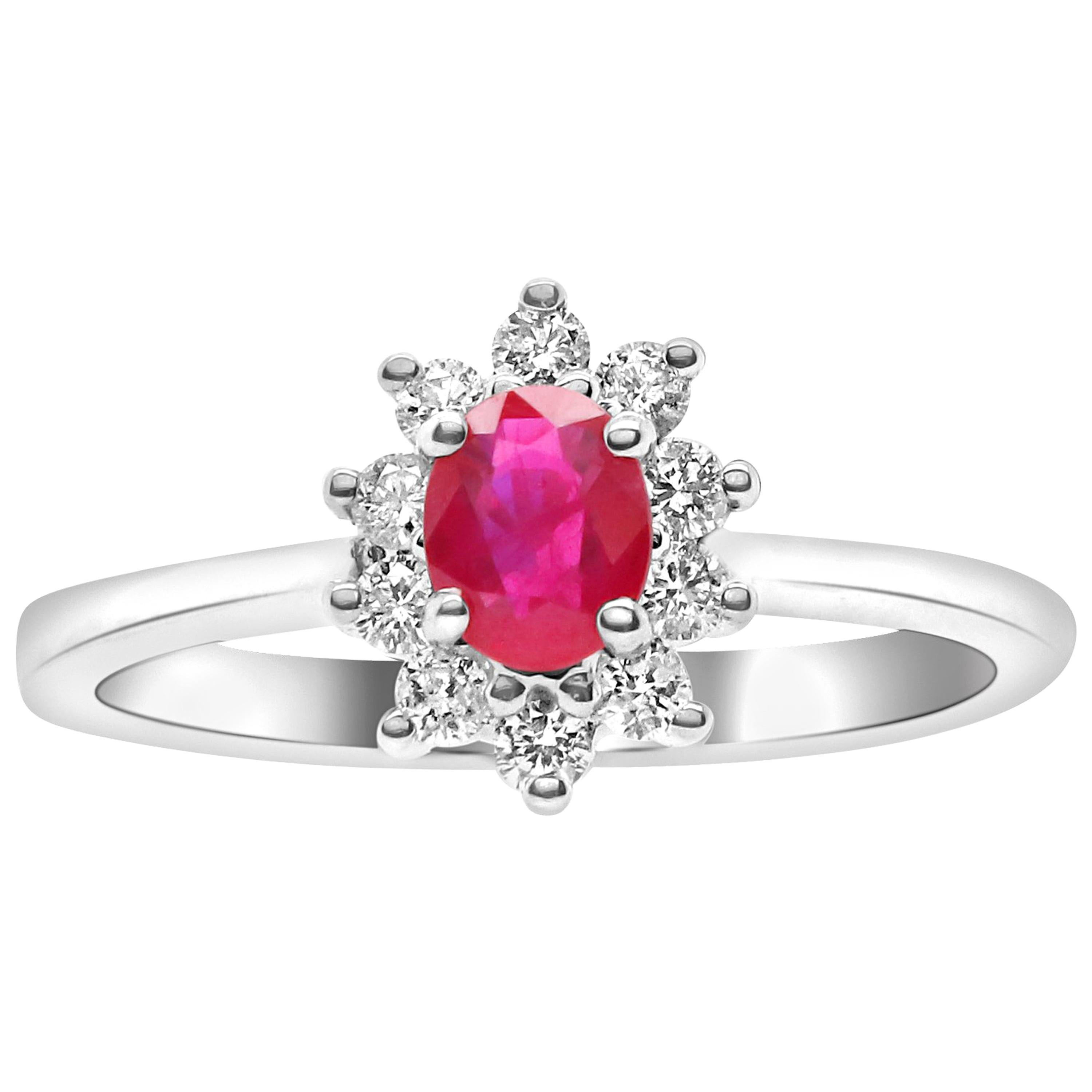 Oval Ruby Halo Engagement Ring