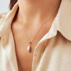 Oval Ruby Necklace 20" in 14K Solid Gold