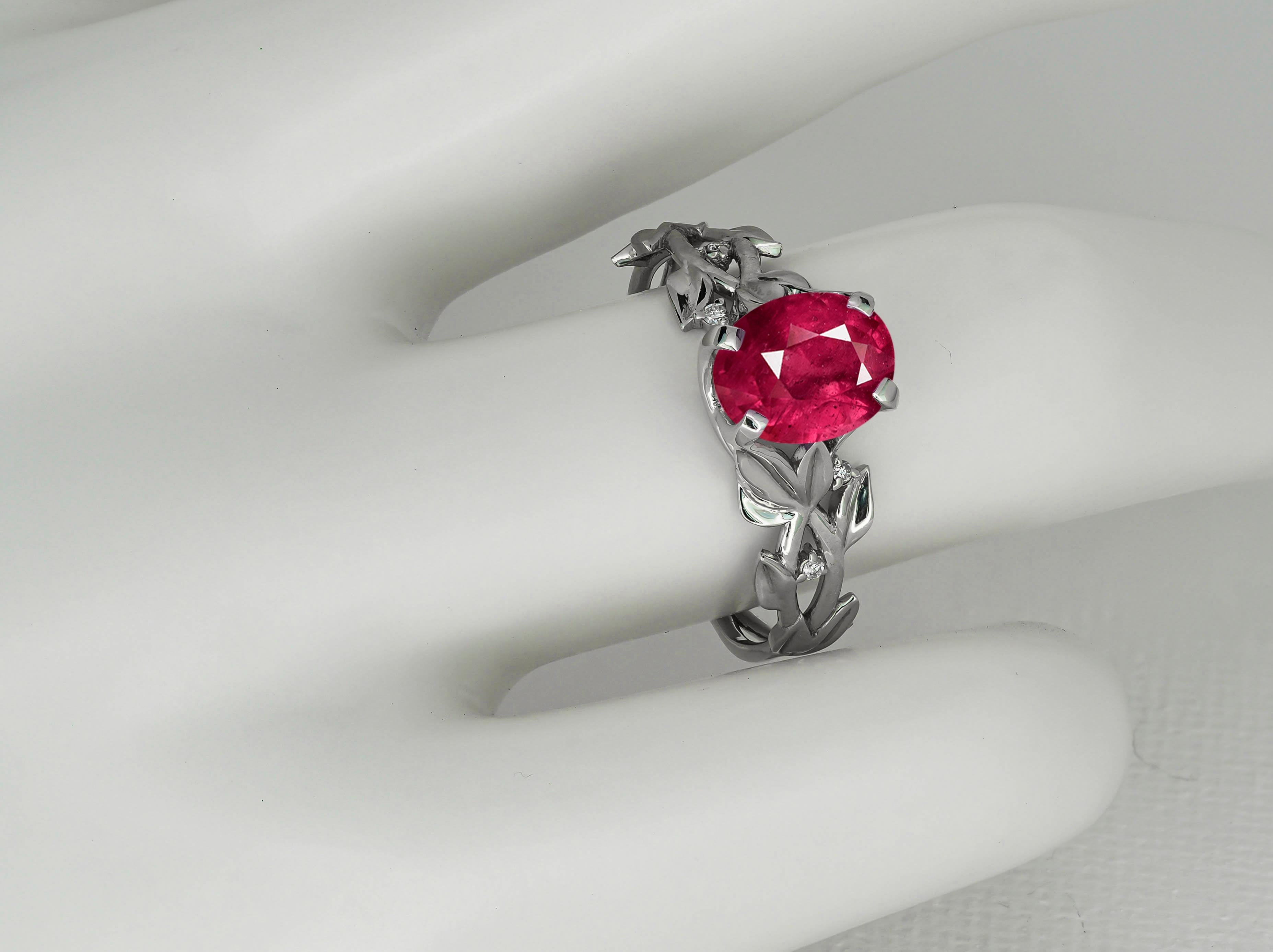 Modern Oval ruby ring.  For Sale