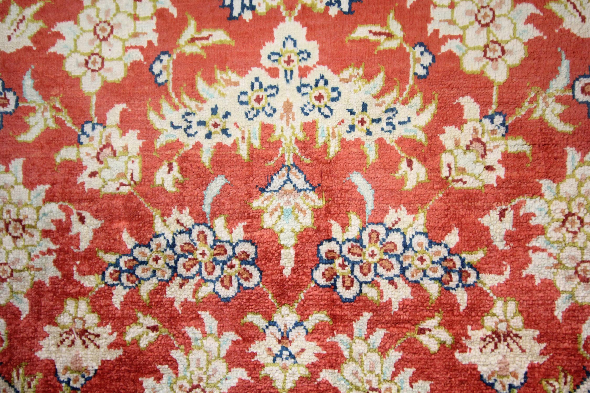 Alfombras Ovaladas Alfombra Turca Pura Seda Hecha a Mano, Alfombra Oriental de Lana Roja Hecho a mano en venta