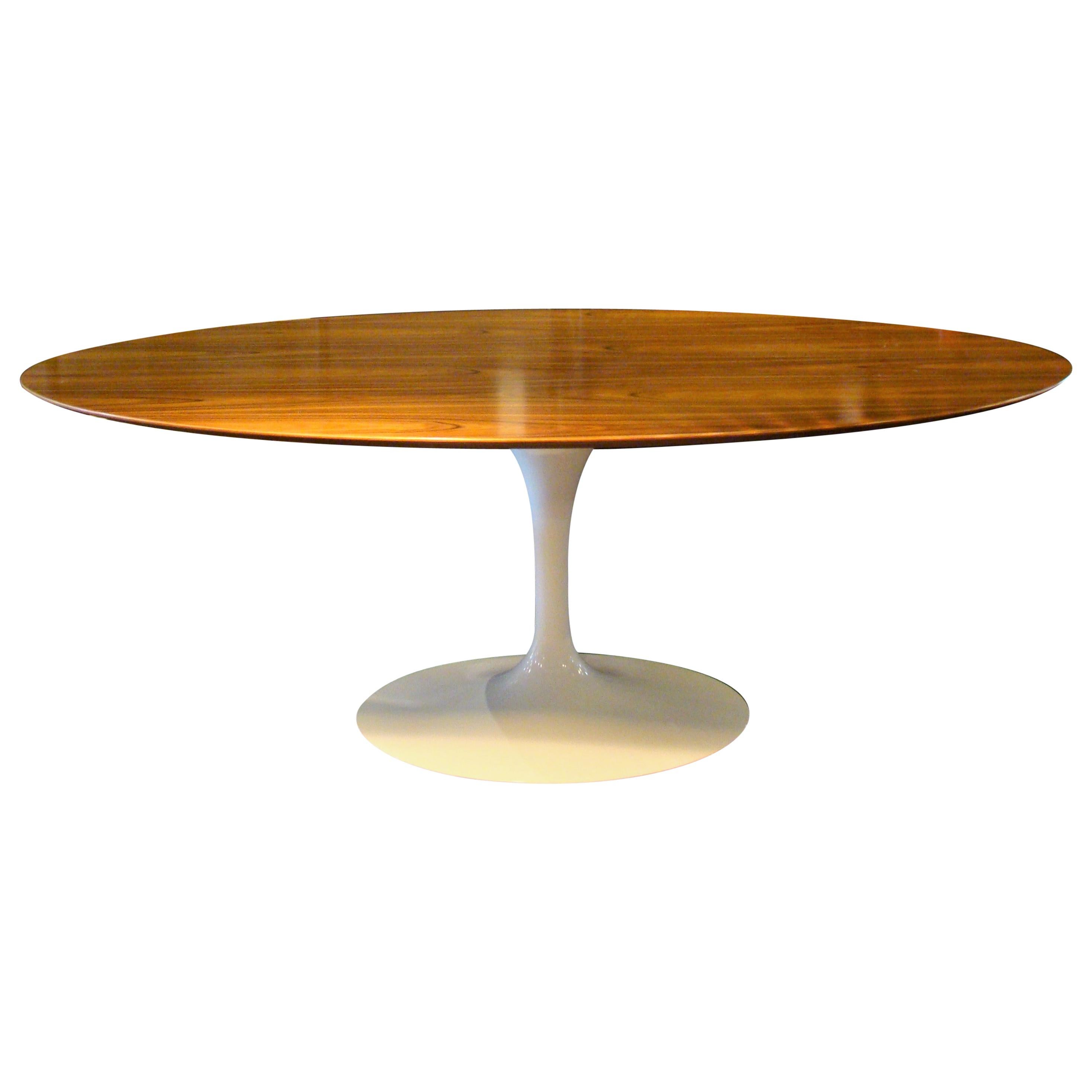 Oval Saarinen Tulip Pedestal Table in Quarter Sawn Teak for Knoll International