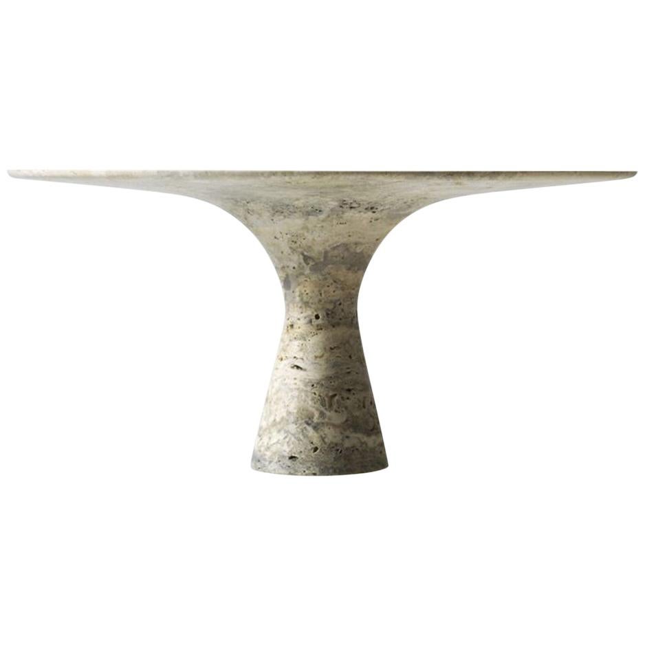 Oval Travertino Silver Contemporary Marble Dining Table 290/75 In New Condition In Geneve, CH
