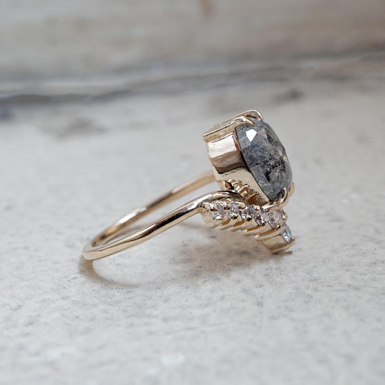 Oval Salt and Pepper Diamond Engagement Ring For Sale at 1stDibs salt