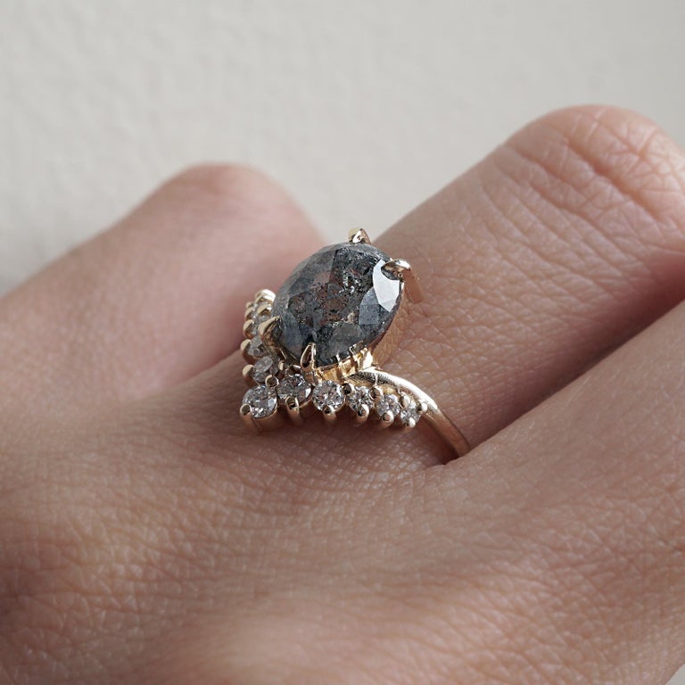 Oval Salt and Pepper Diamond Engagement Ring For Sale at 1stDibs salt