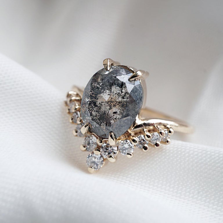 Oval Salt and Pepper Diamond Engagement Ring For Sale at 1stDibs salt