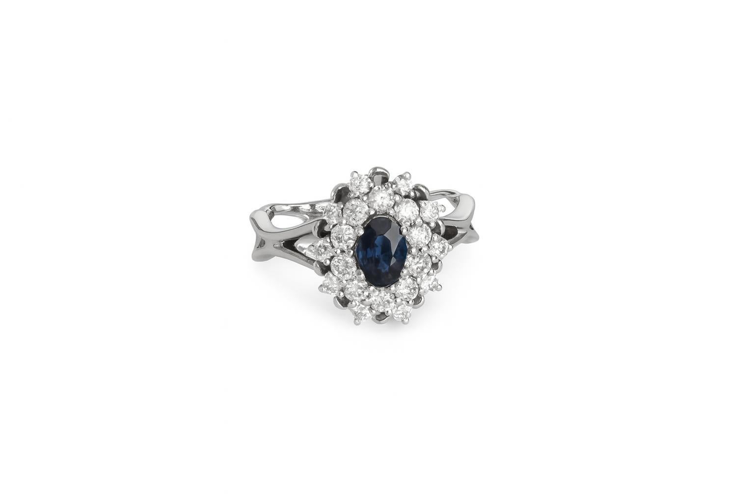 En vente :  Bague en or 14k avec saphir ovale. 4