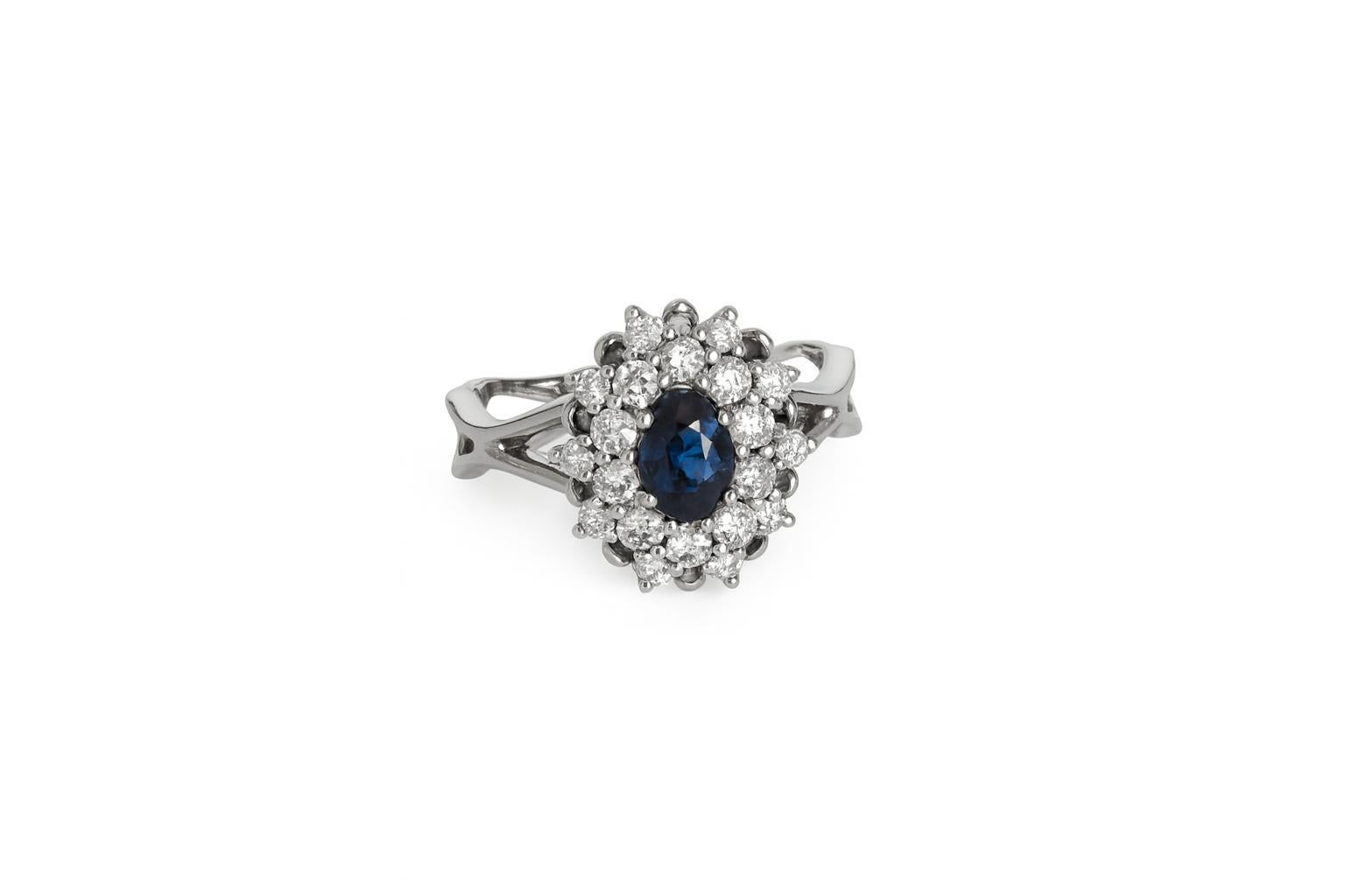 En vente :  Bague en or 14k avec saphir ovale. 5
