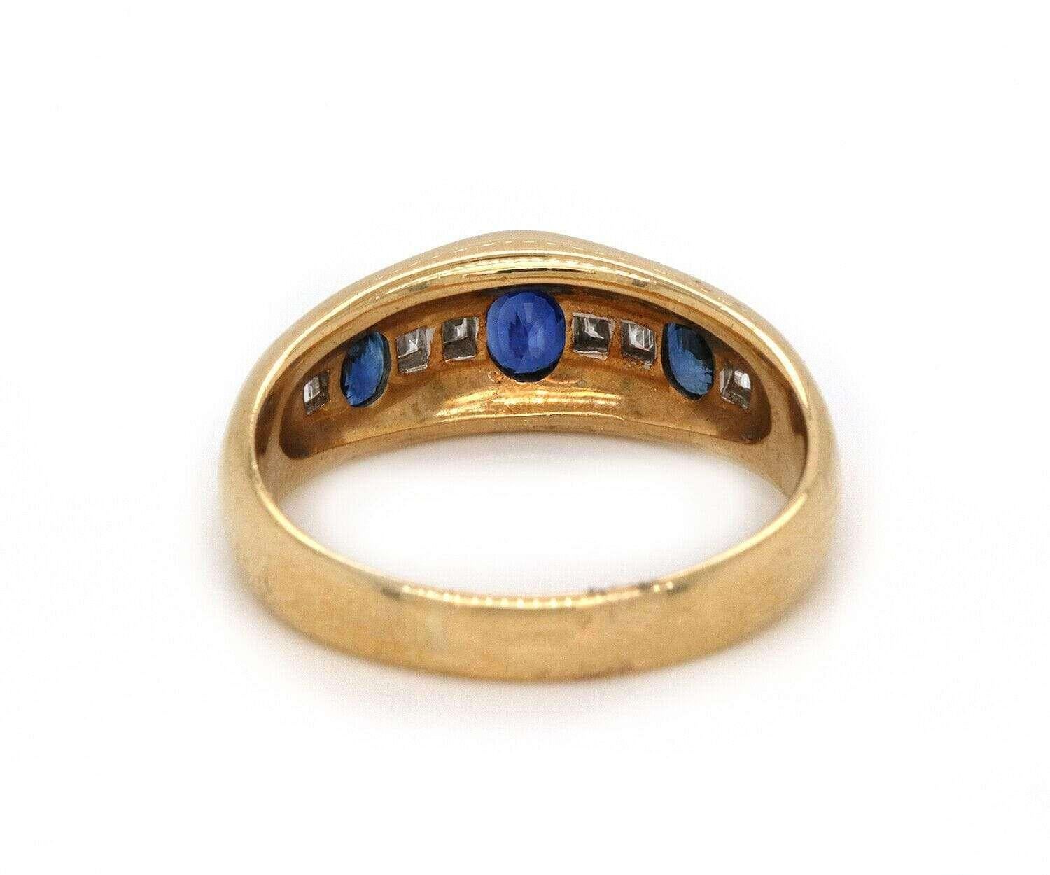 Oval Cut Oval Sapphire and 0.20 CTW Diamond Band in 18K