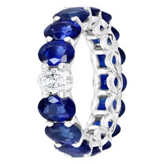 Oval Sapphire and Diamond Eternity Band Ring - Special ordered using Emeralds