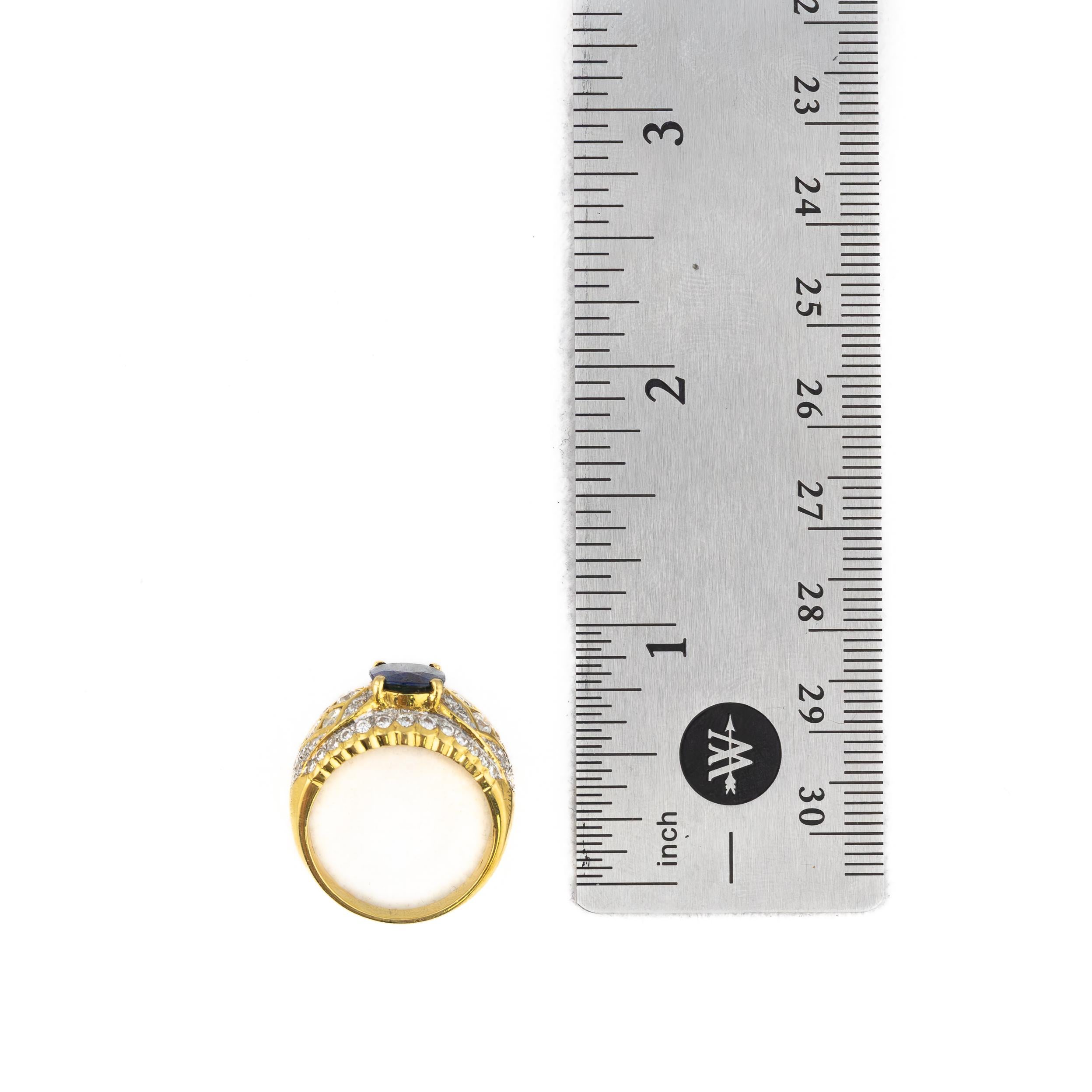 Oval Cut Oval Sapphire and Diamond Gold Cocktail Ring For Sale
