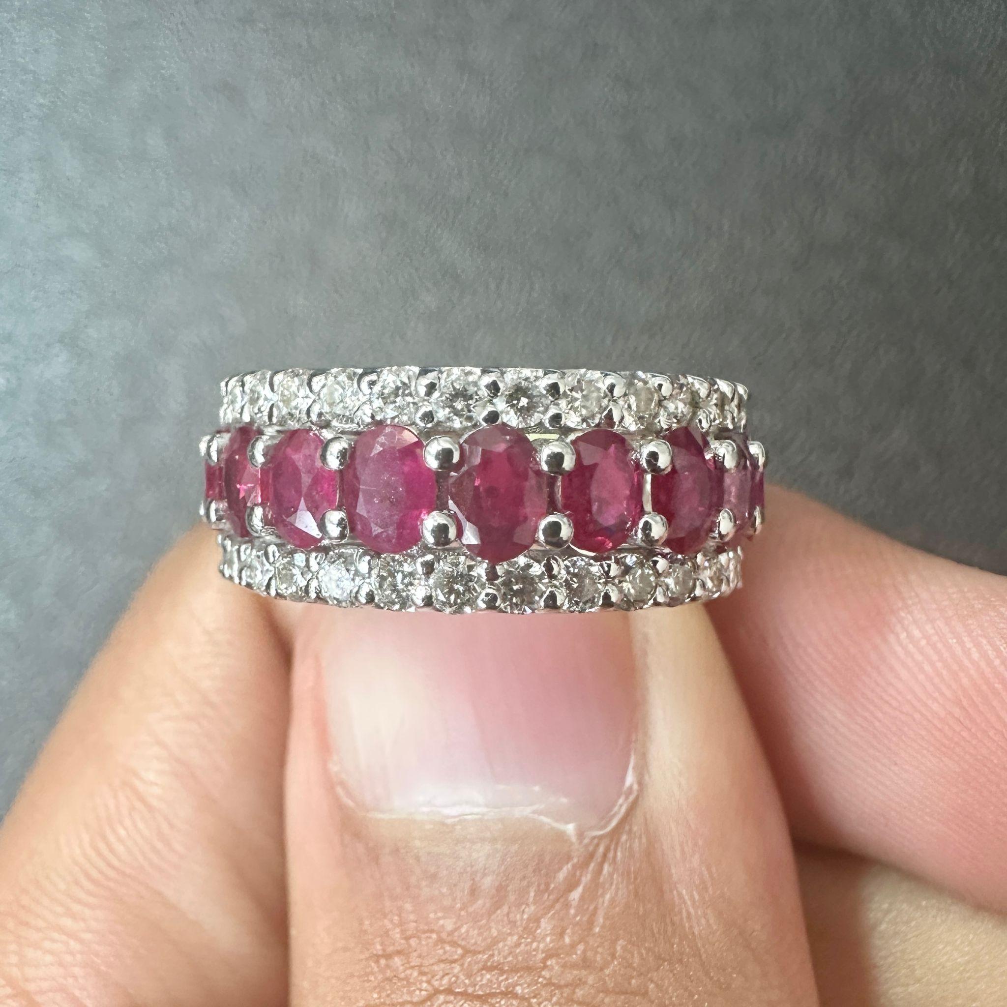 For Sale:  Oval Sapphire and Diamond Halo Eternity Band in 18K White Gold, 5.35 Carats 4