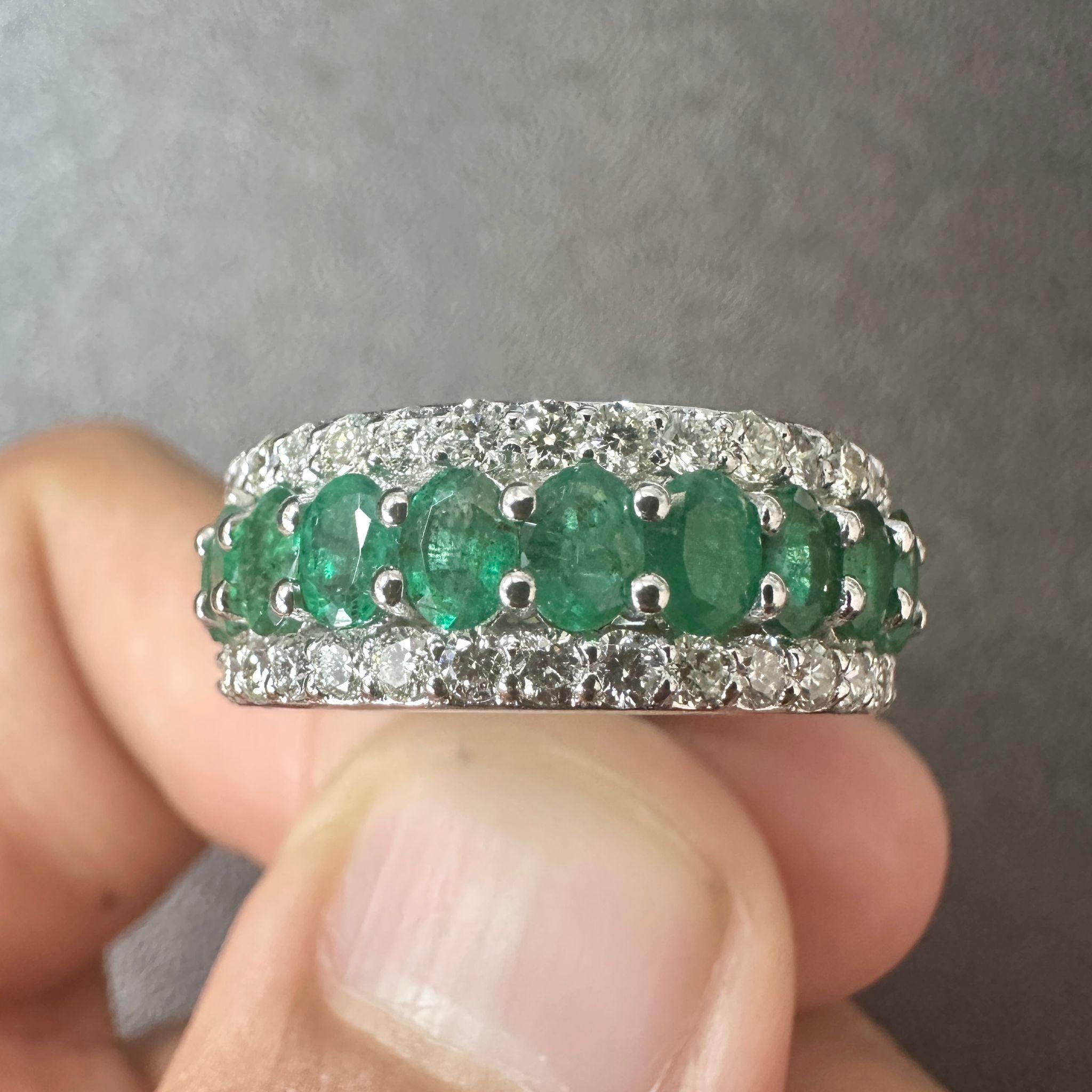 For Sale:  Oval Sapphire and Diamond Halo Eternity Band in 18K White Gold, 5.35 Carats 6