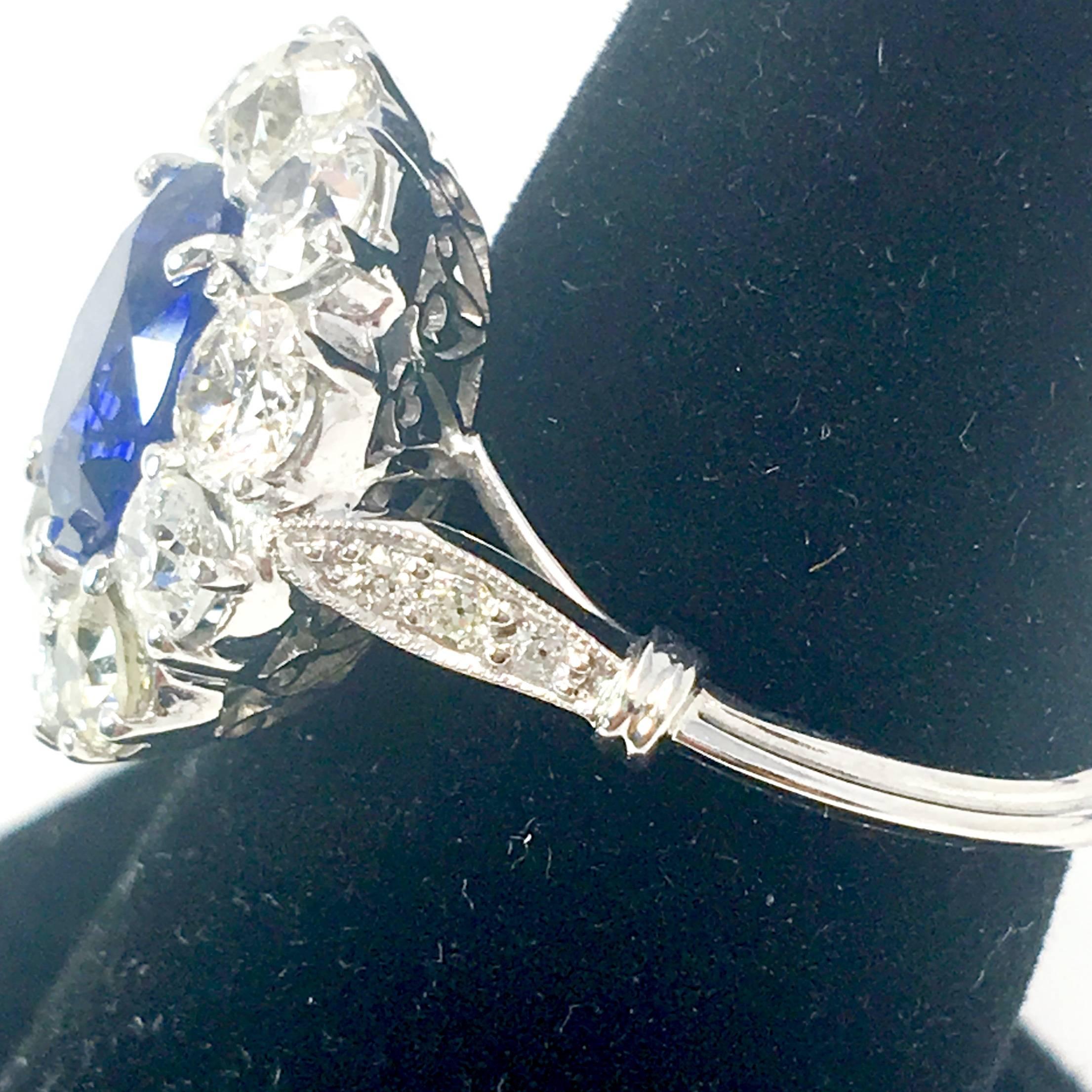 Estate Platinum 1.92 Carat Oval Sapphire and Diamond Ring   In Excellent Condition In Scottsdale, AZ
