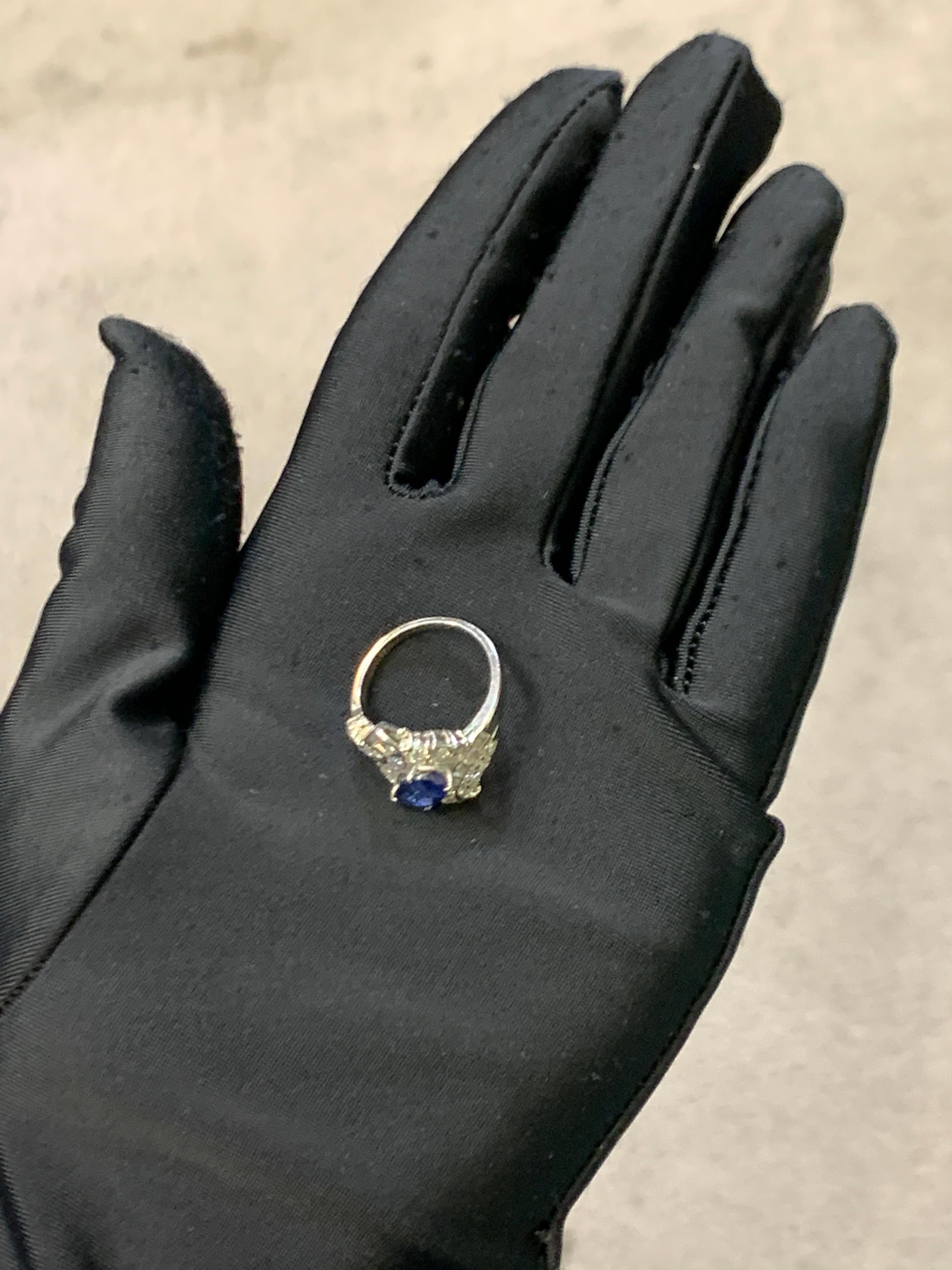 Oval Cut Oval Sapphire and Diamond Ring  For Sale