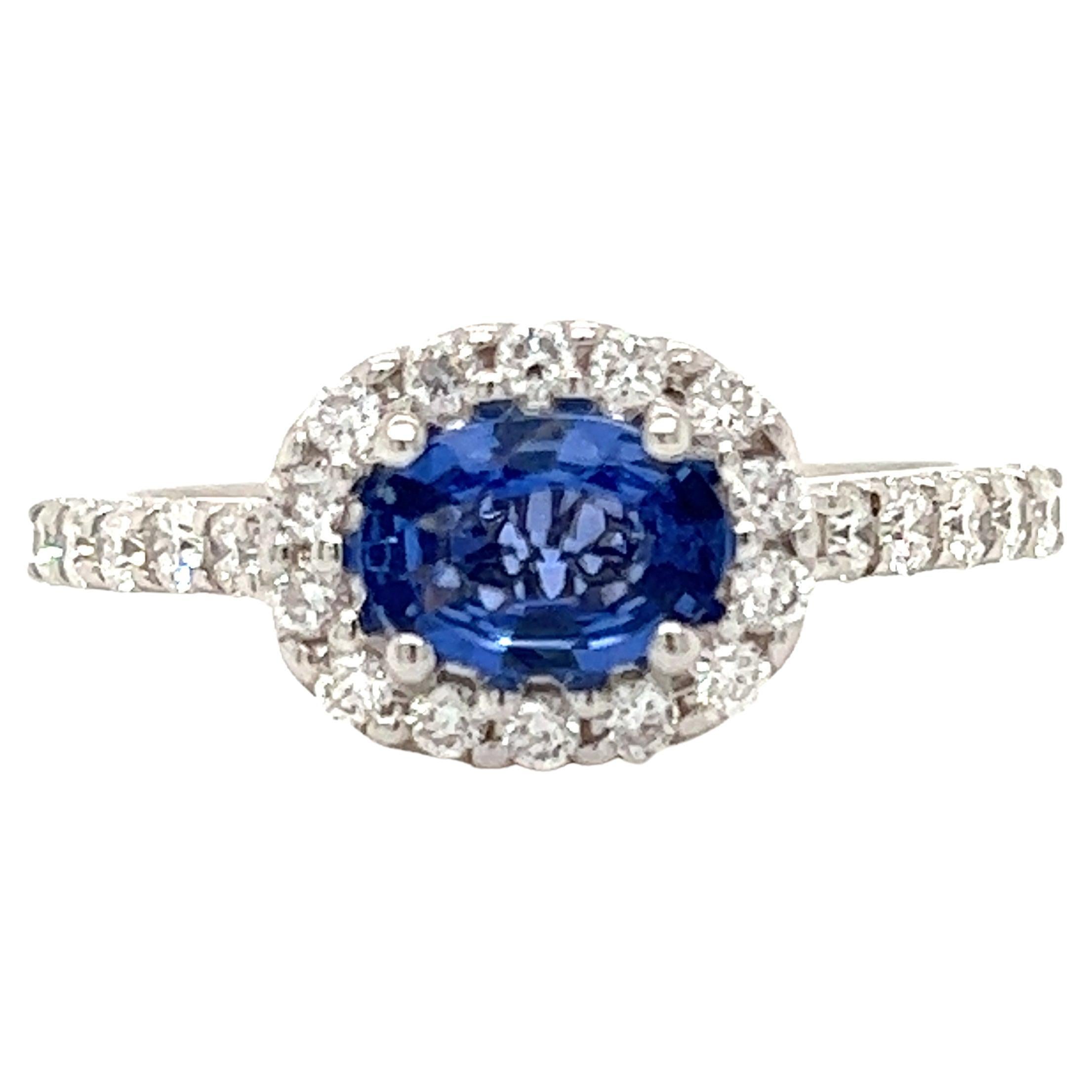 Oval Sapphire and Diamond Ring For Sale
