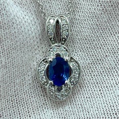 Oval Sapphire and Diamond White Gold Pendant