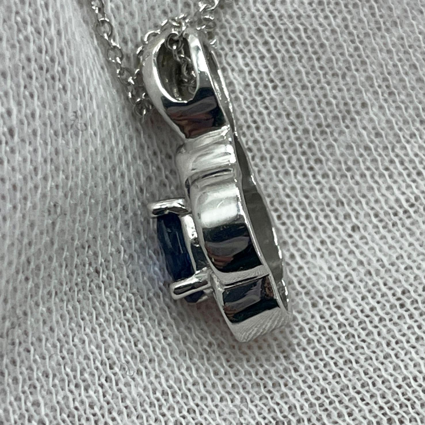 Oval Cut Oval Sapphire and Diamond White Gold Pendant For Sale