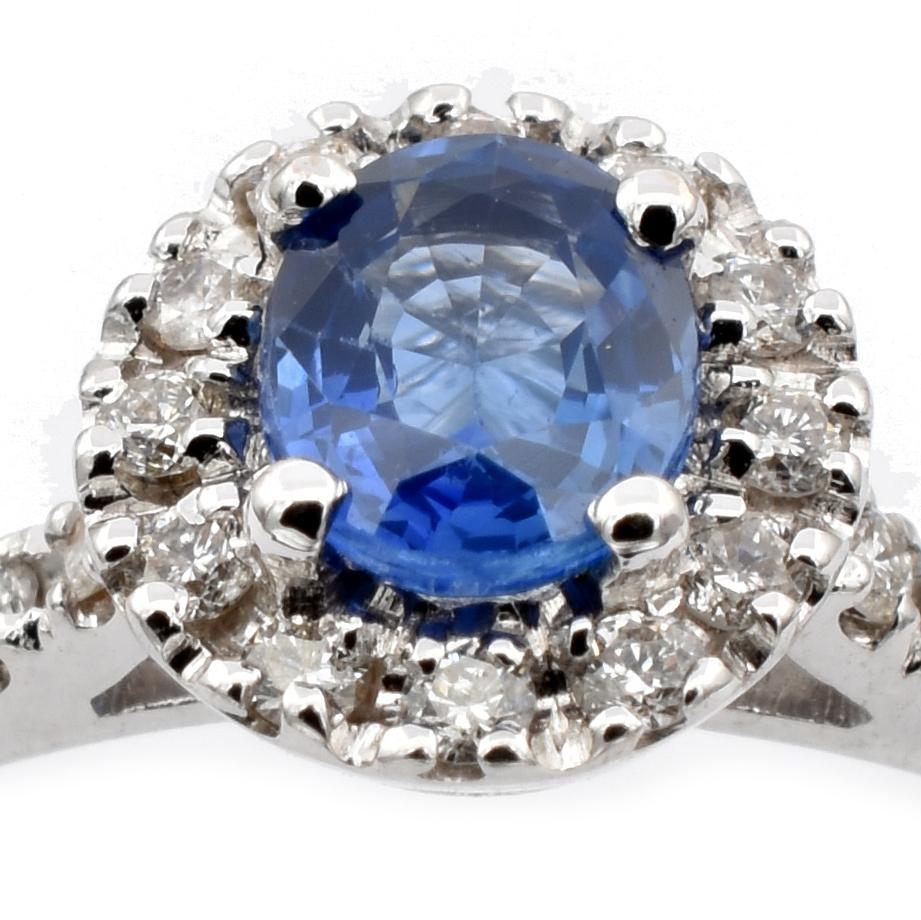 Oval Cut Gilberto Cassola Oval Sapphire and Diamonds White Gold Ring Made in Italy For Sale