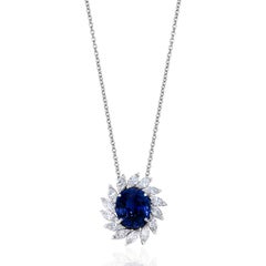 Oval Sapphire and Marquise Diamond Pendant