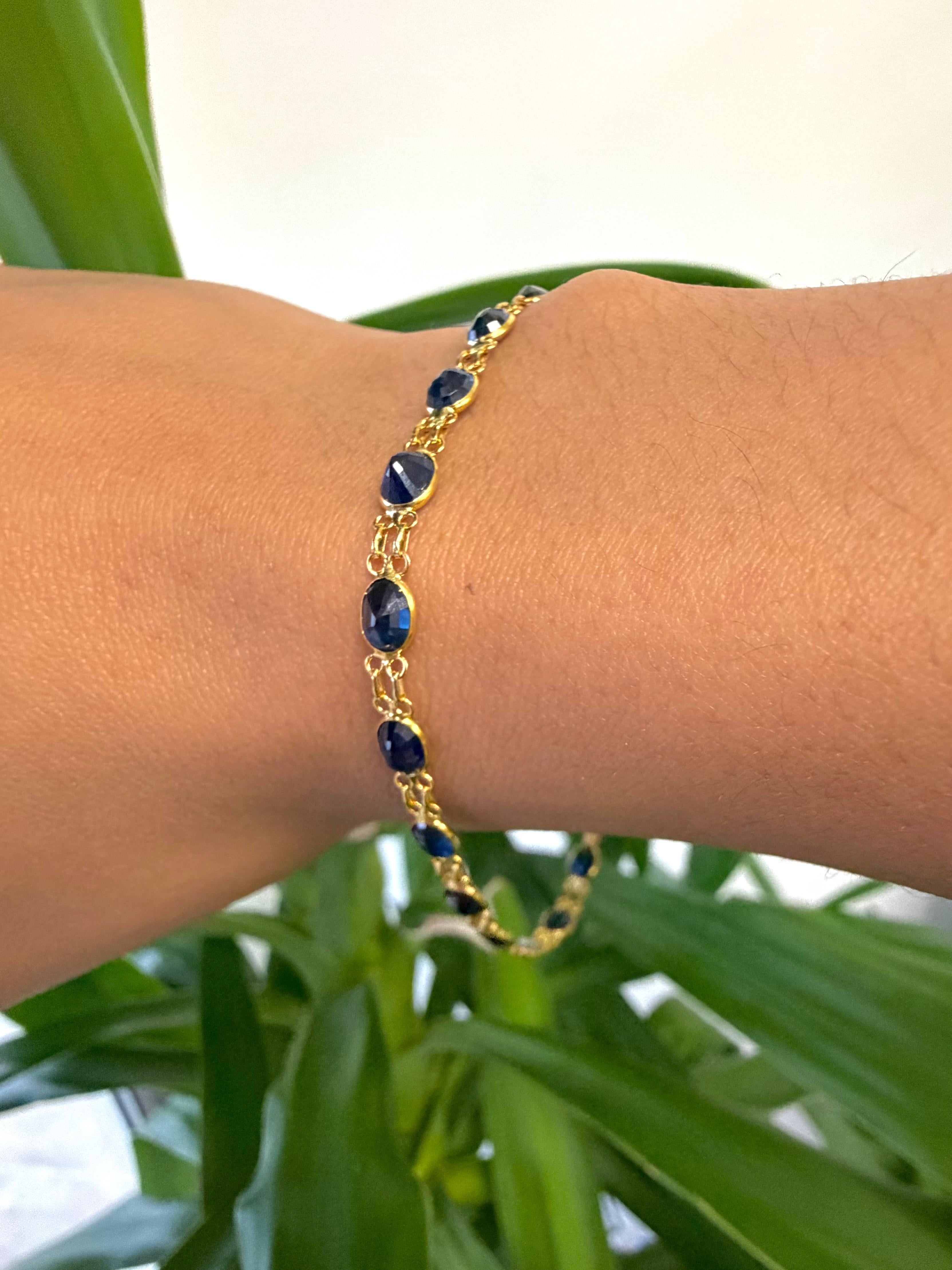 Oval Sapphire Bracelet in 18k Yellow Gold Corte oval en venta