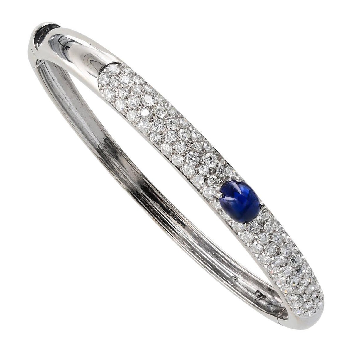 Pulsera Contemporánea Zafiro Oval Diamante Pave en venta