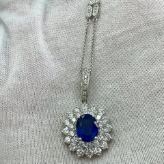 Oval Sapphire & Diamond Pendant on Diamond by the Yard Chain