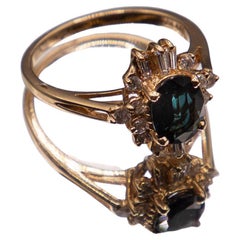 Bague saphir ovale et diamant