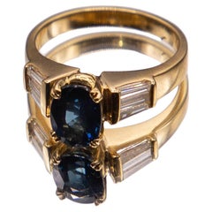 Bague saphir ovale et diamant