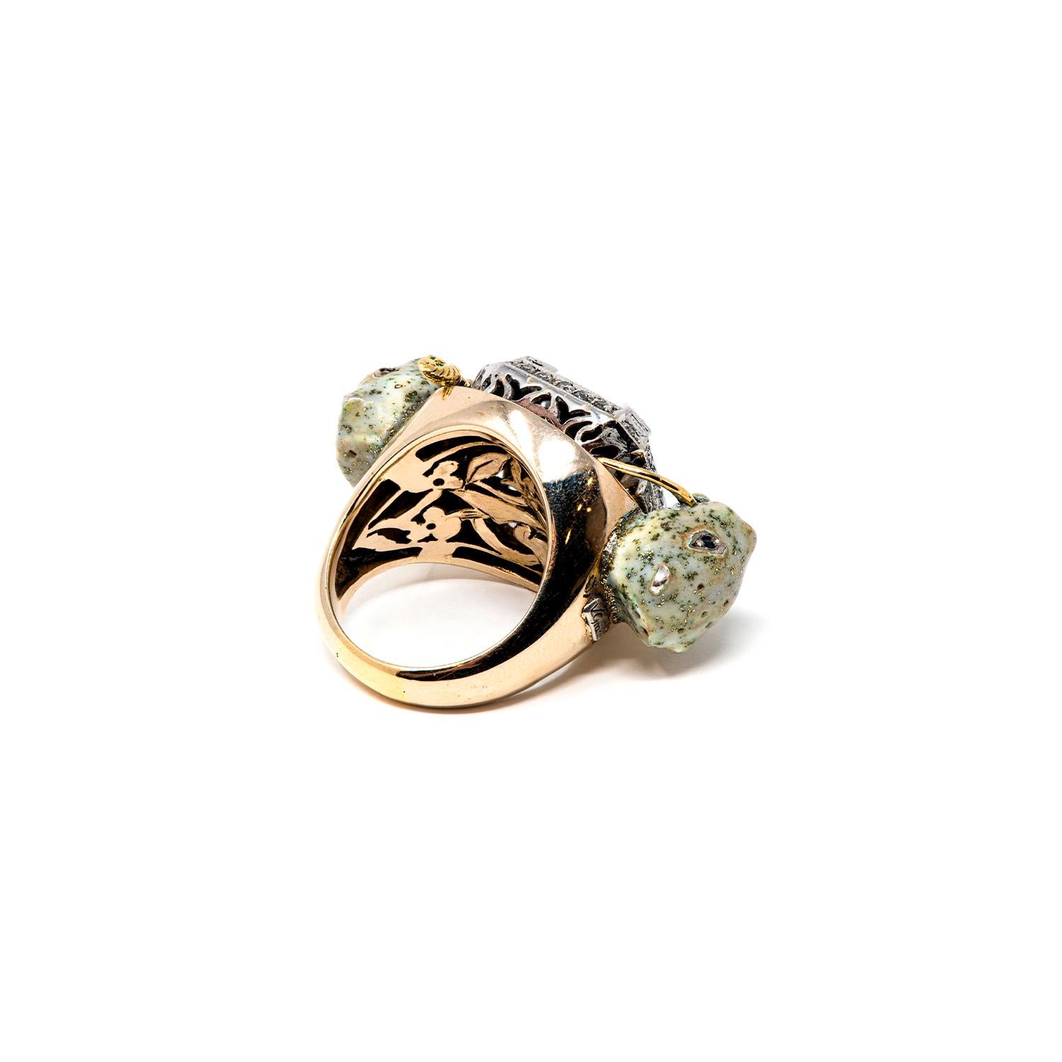 Modern 21st Century Oval Sapphire Diamonds Leopard White Gold Ring Vicente Gracia For Sale