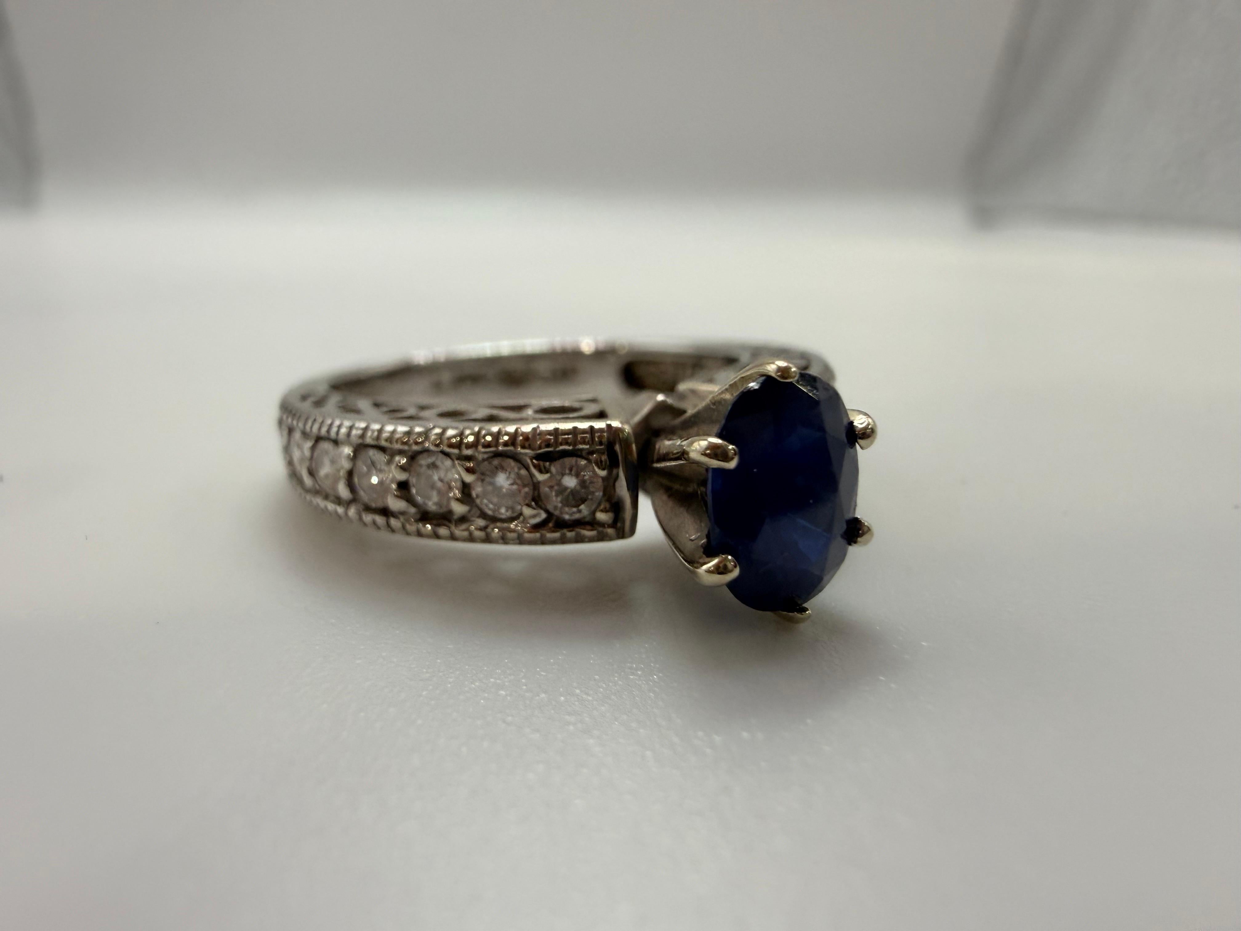 Anillo de compromiso zafiro ovalado oro 14KT Corte oval en venta