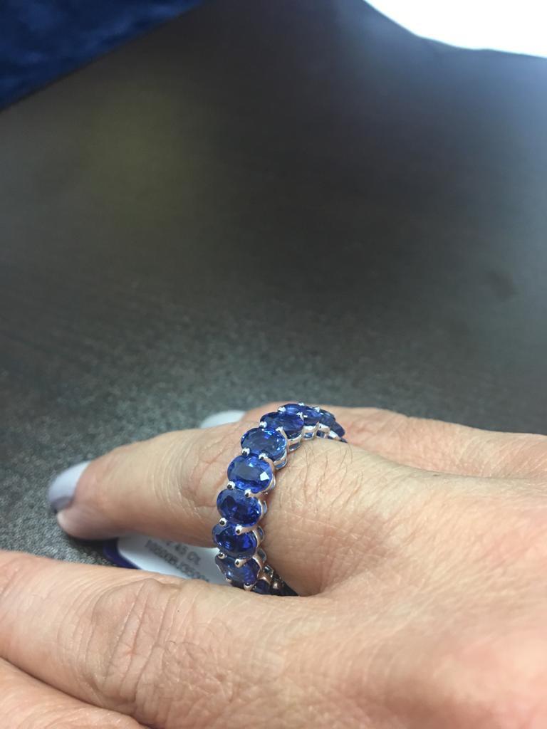 Modern Oval Sapphire Eternity Ring 12 Carat For Sale