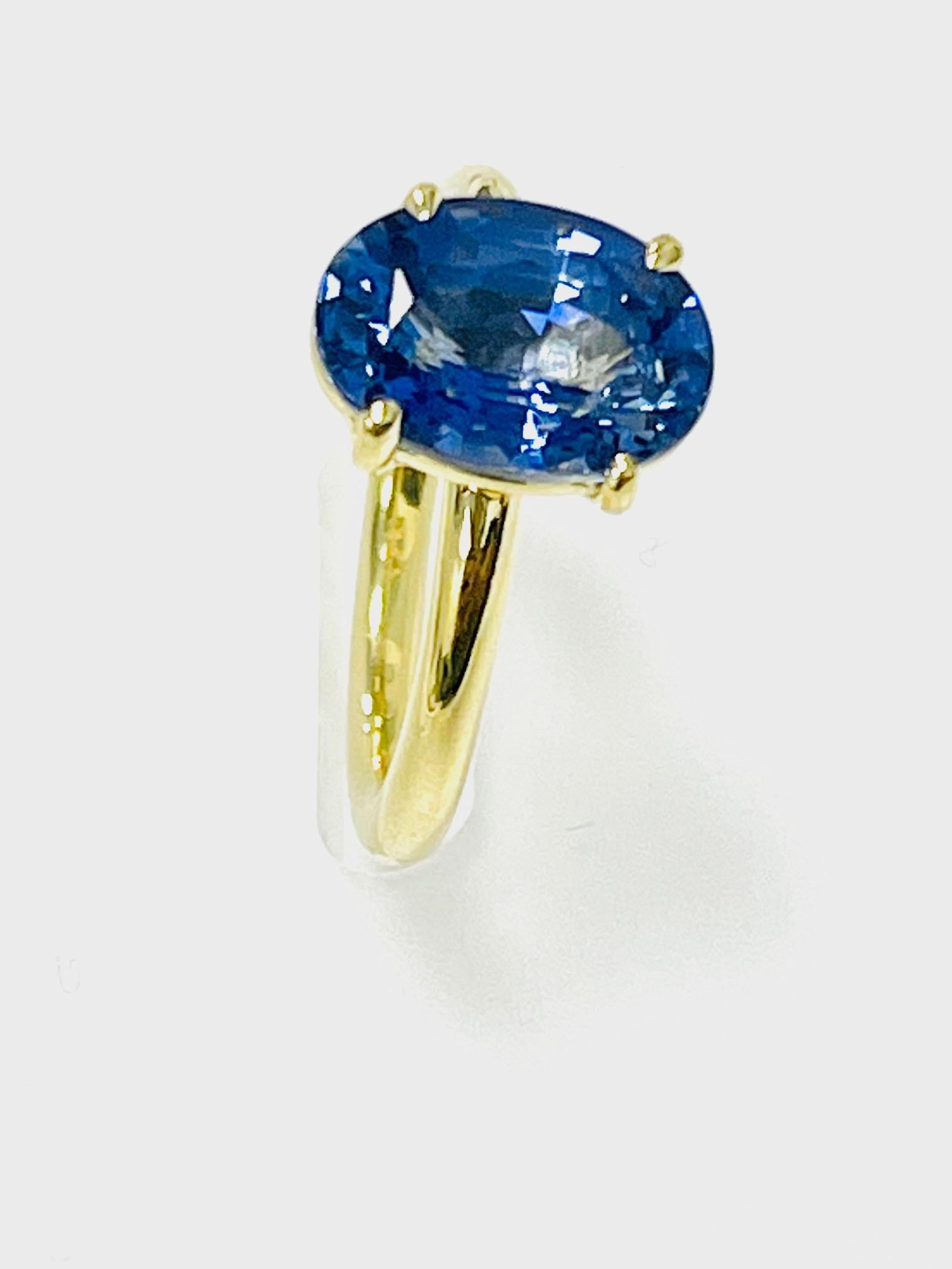 Modern Oval Sapphire Solitaire Ring For Sale